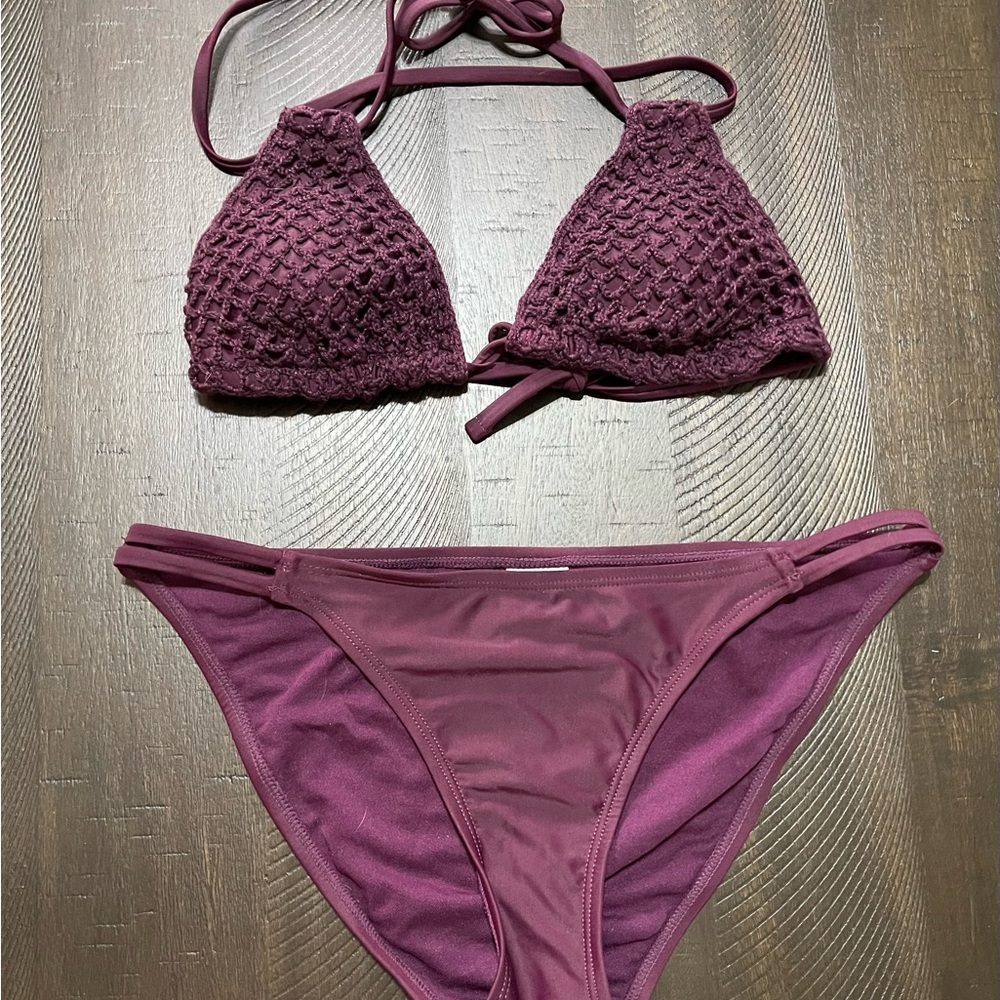 Purple Crochet Bikini Set